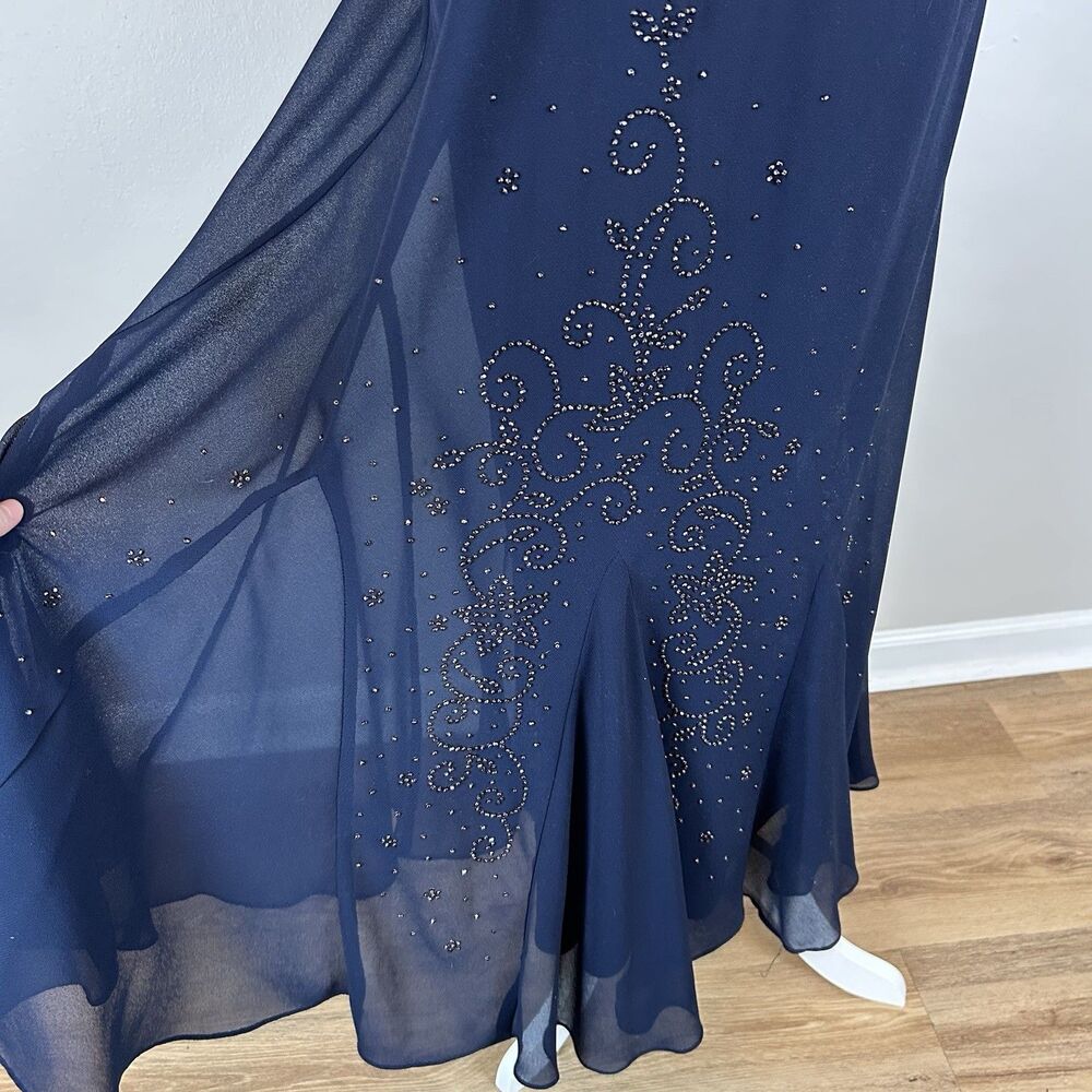 Y2K Beaded Prom Dress Rhinestone Maxi Formal Fairy Romantic Soft Glam Gown Sz 2X - Picture 2 of 4